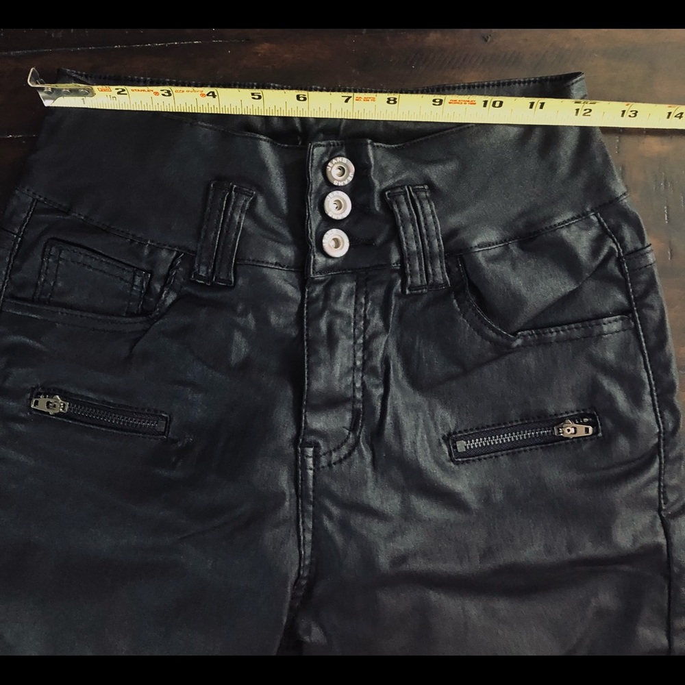 Jeans - Black Leather Look - Picture 3 of 7